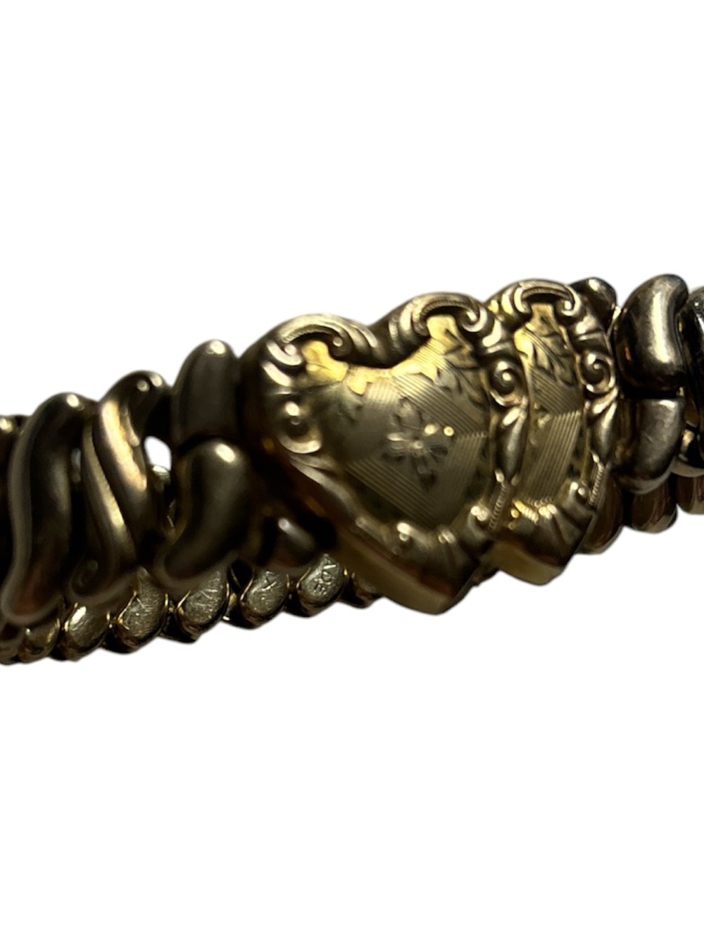 VTG WWII Sweetheart Expansion Bracelet Rare Double Twin Heart Gold Filled 1940s